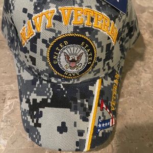 US Navy Veteran Cap Blue Camoflauge